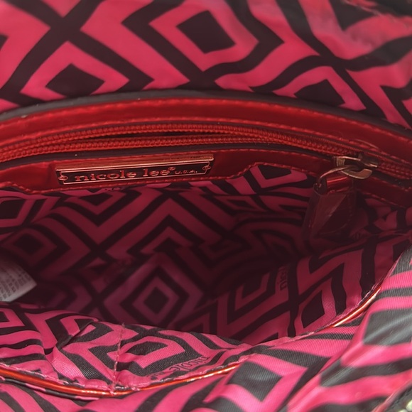 Nicole Lee pink red studded rhinestone fashion purse with missing strap - Picture 8 of 9